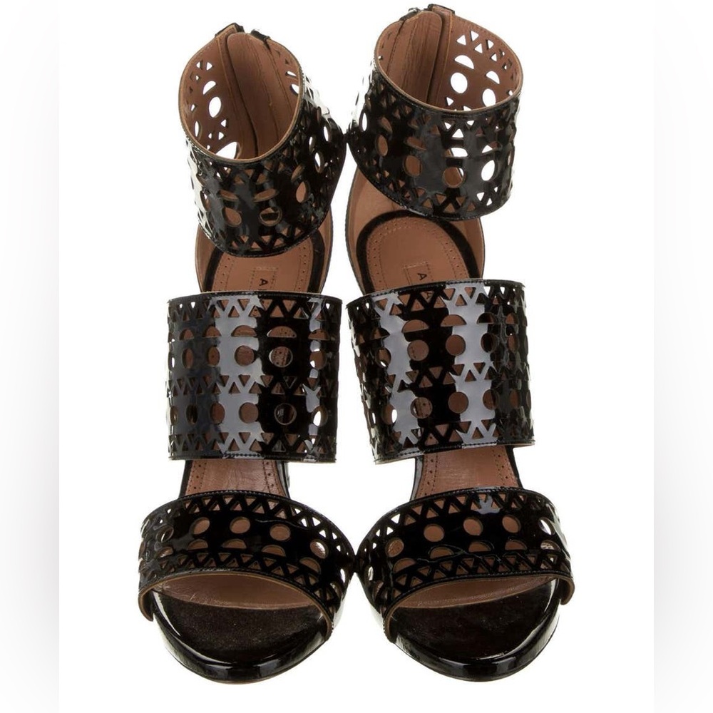 Alaia Black Patent Cutout High-Heel Sandals